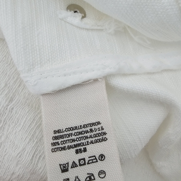 NEW FREE PEOPLE White Cotton Distressed Denim Tennis Jacket - Picture 4 of 6